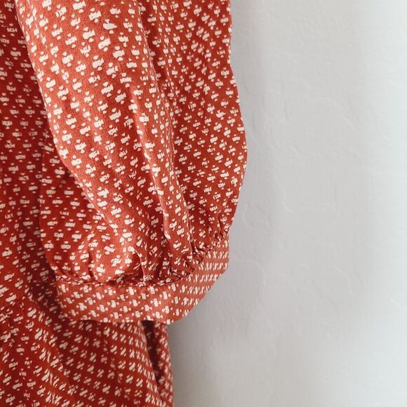 Holding Horses Anthropologie Dress S Rust Red Printed Tiered Button Front - Picture 7 of 12